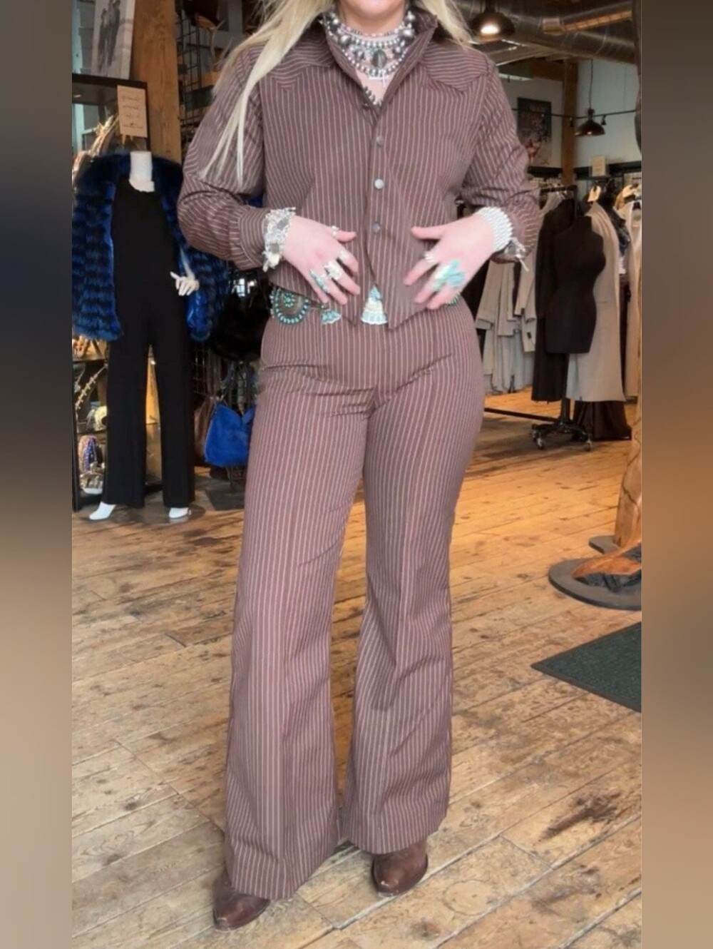 Silverado Apparel Brown Pinstripe Trousers - Casual & Tailored